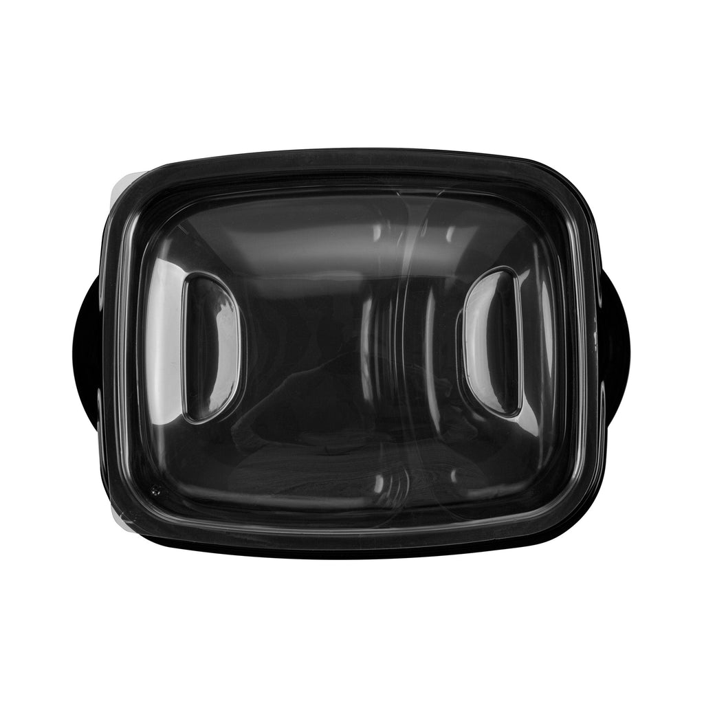 Chef 101 36 oz Rectangle Black Plastic Food Container - with Clear Lid, Microwavable, 2 Compartments - 8 3/4" x 7" x 2 1/4" - 50 count box