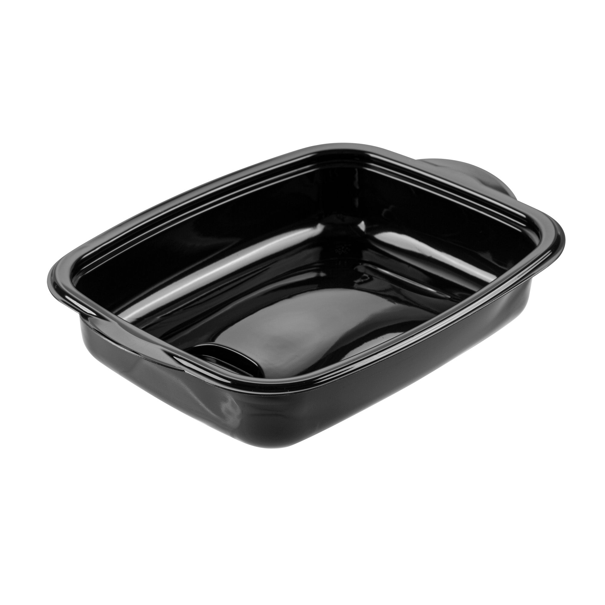 Chef 101 36 oz Rectangle Black Plastic Food Container - with Clear Lid, Microwavable - 8 3/4" x 7" x 2 1/4" - 50 count box