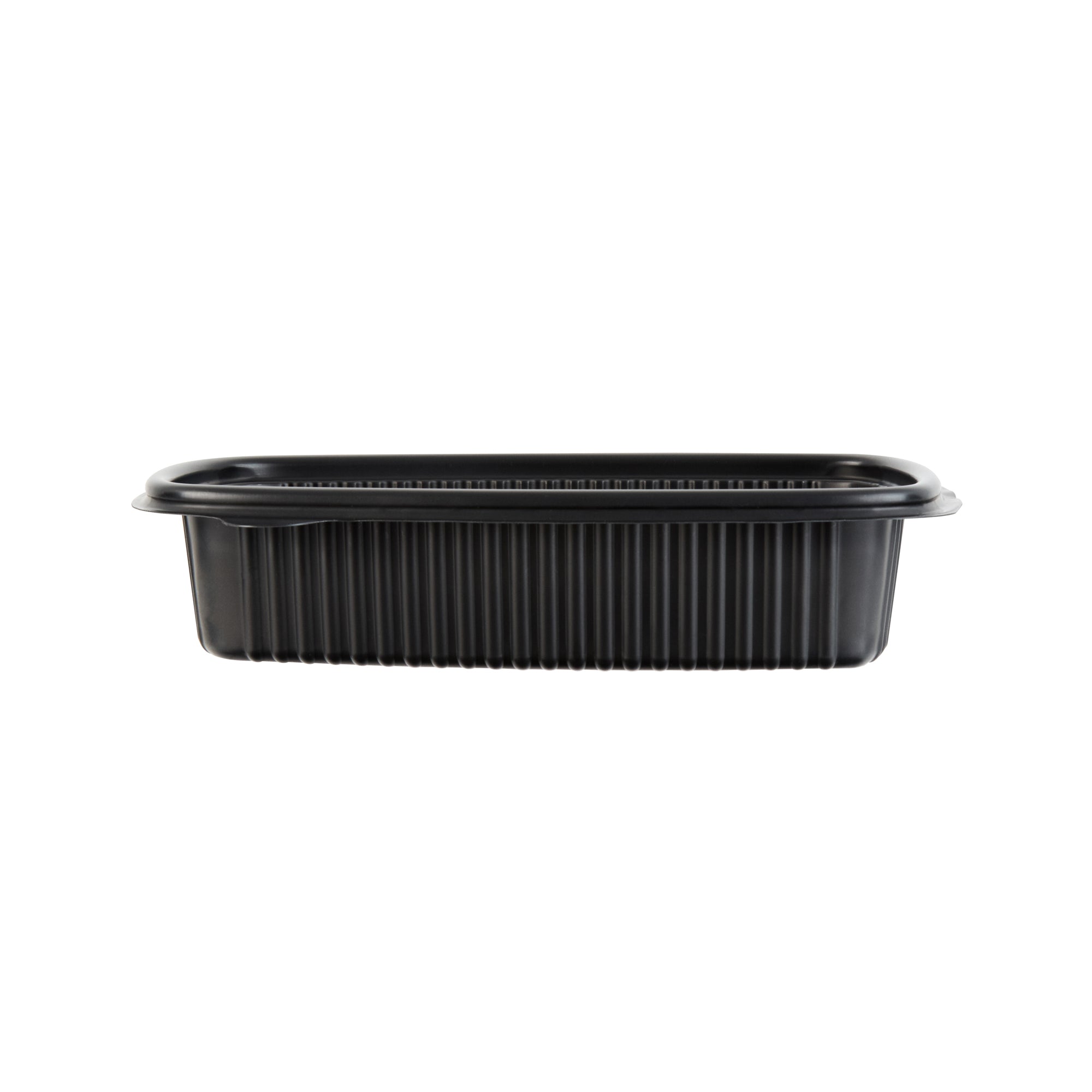 Chef 101 Black Plastic Chicken Roaster Container - with Clear Dome Lid, Microwavable - 10 1/4" x 7 1/4" x 4 3/4" - 50 count box