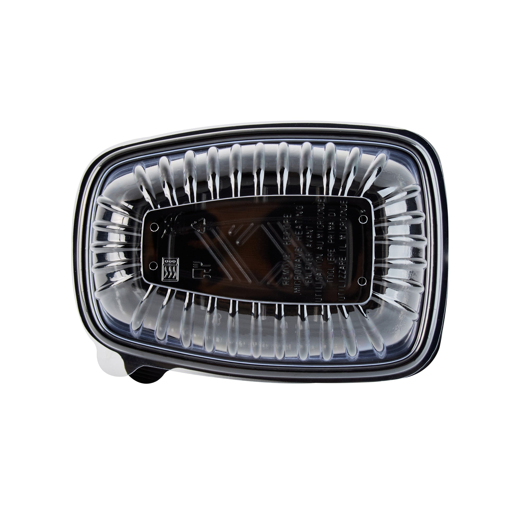 Chef 101 Black Plastic Chicken Roaster Container - with Clear Dome Lid, Microwavable - 10 1/4" x 7 1/4" x 4 3/4" - 50 count box