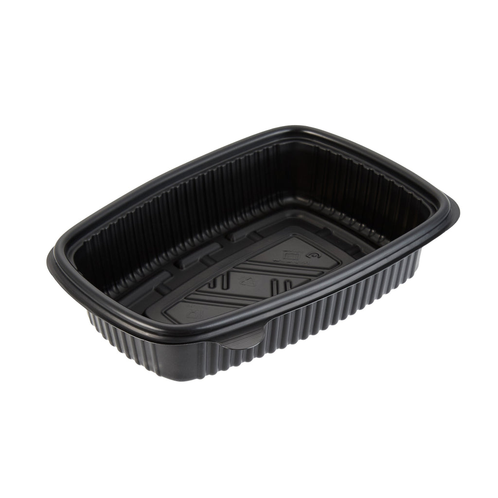 Chef 101 Black Plastic Chicken Roaster Container - with Clear Dome Lid, Microwavable - 10 1/4" x 7 1/4" x 4 3/4" - 50 count box