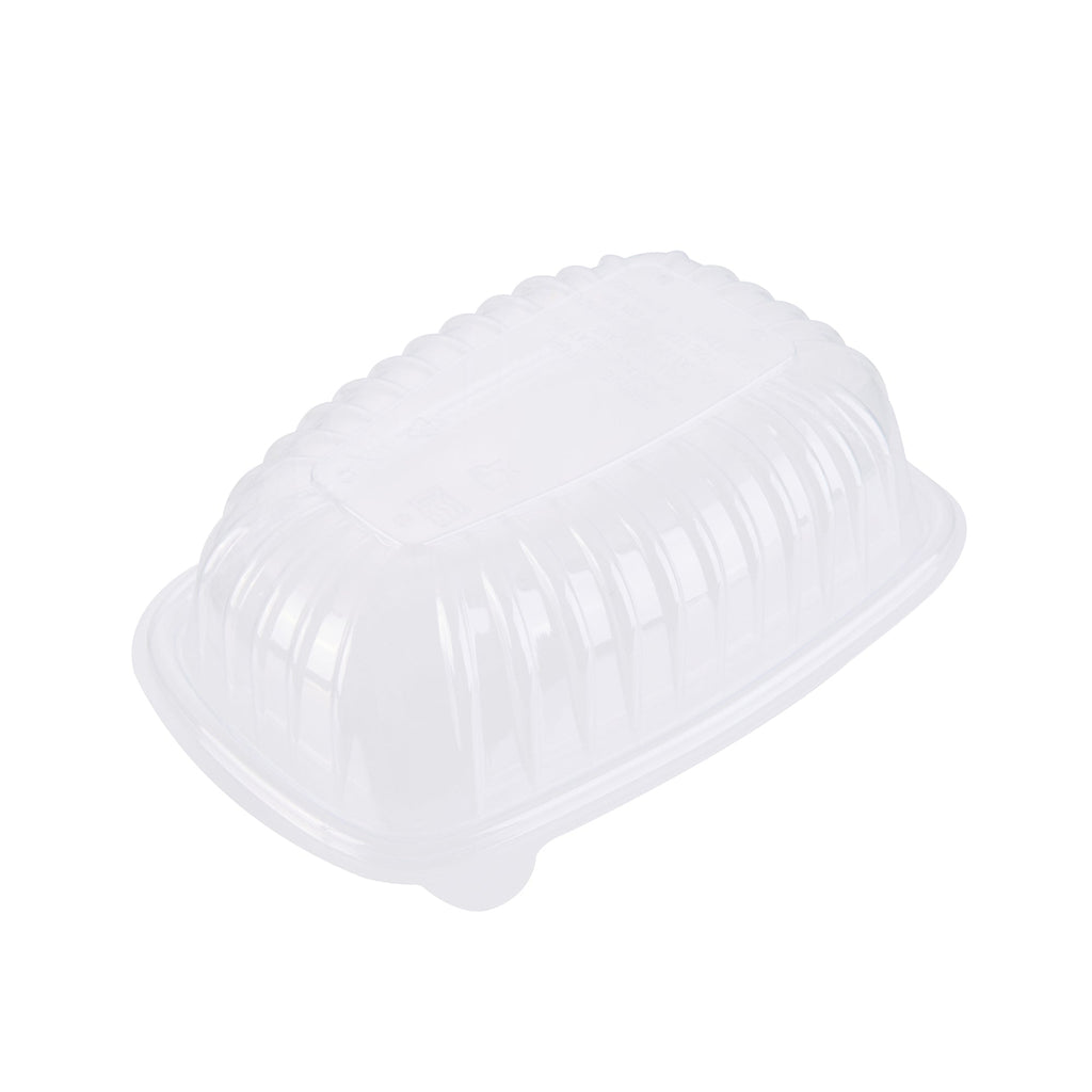 Chef 101 Black Plastic Chicken Roaster Container - with Clear Dome Lid, Microwavable - 10 1/4" x 7 1/4" x 4 3/4" - 50 count box