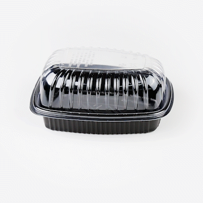 Chef 101 Black Plastic Chicken Roaster Container - with Clear Dome Lid, Microwavable - 10 1/4" x 7 1/4" x 4 3/4" - 100 count box