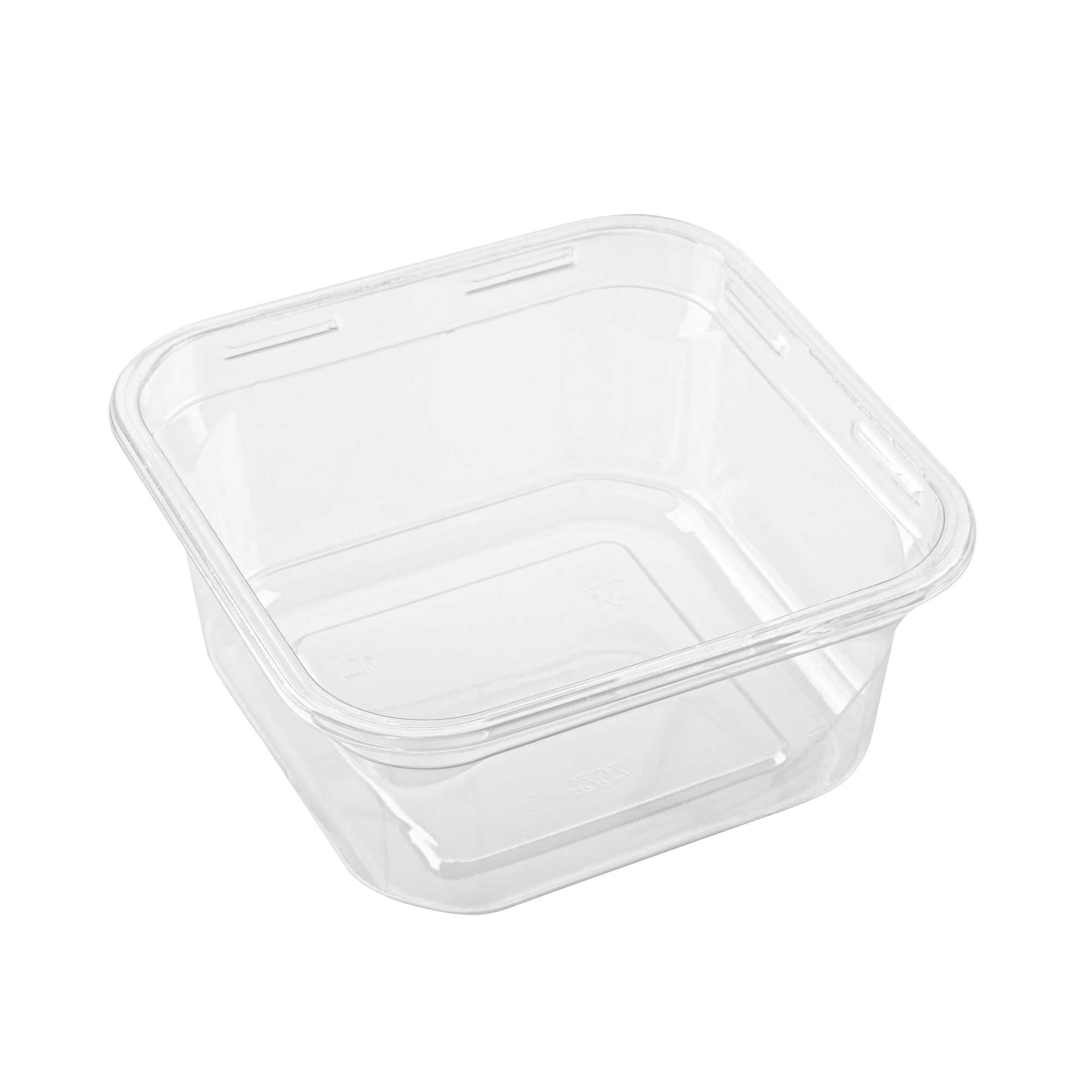 Thermo Tek 12 oz Square Clear Plastic Deli / Snack Container - 4 1/2" x 4 1/2" x 2" - 50 count box