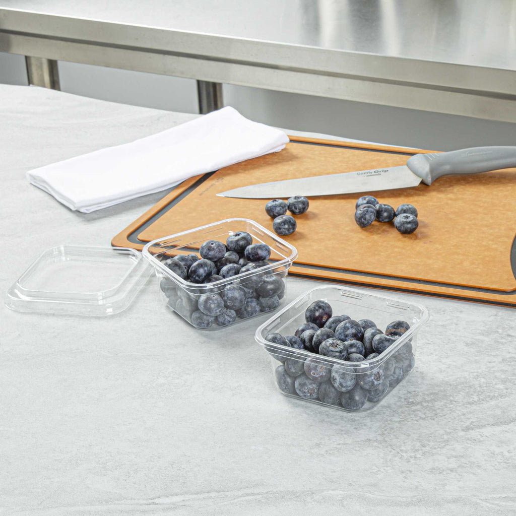 Thermo Tek 12 oz Square Clear Plastic Deli / Snack Container - 4 1/2" x 4 1/2" x 2" - 50 count box