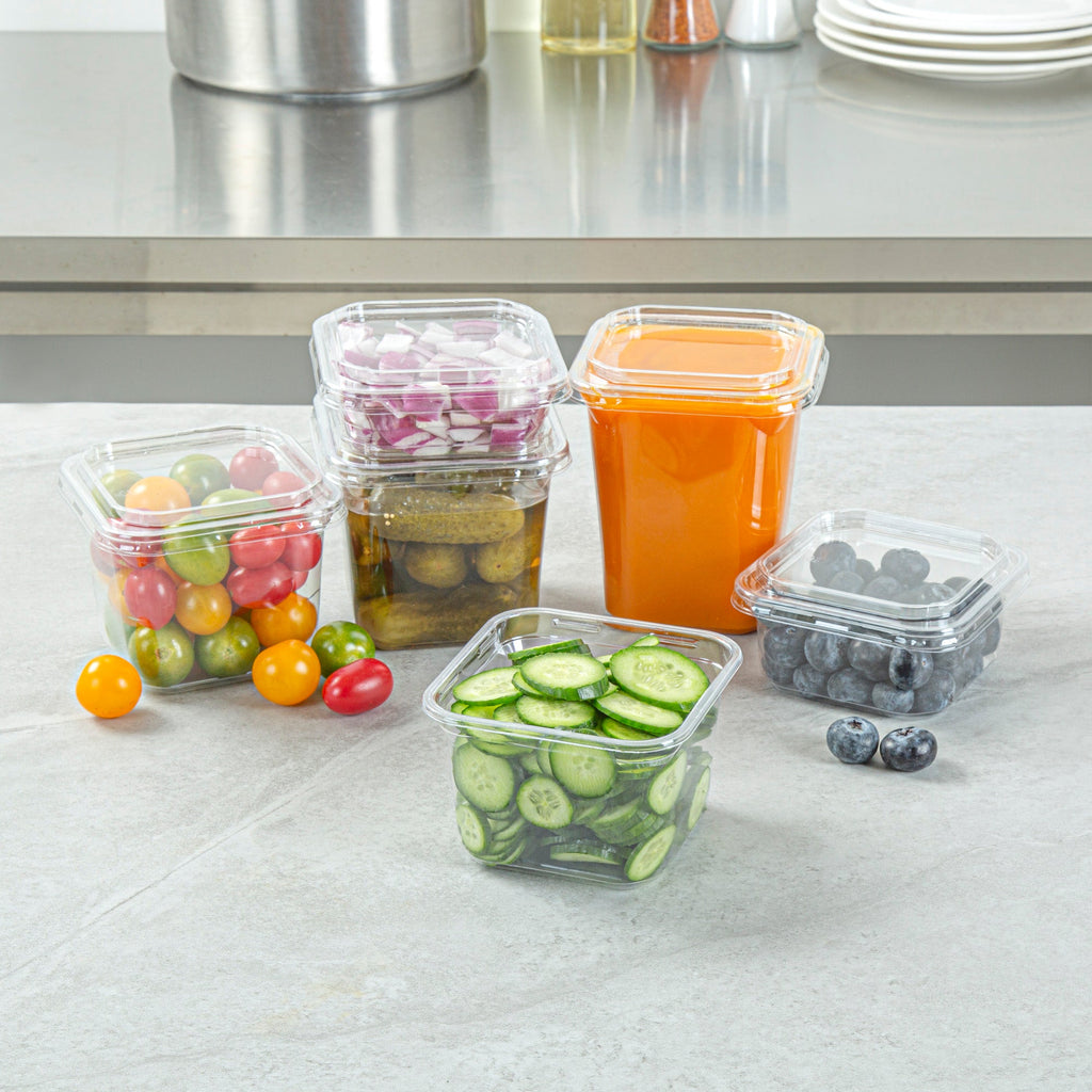 Thermo Tek 16 oz Square Clear Plastic Deli / Snack Container - 4 1/2" x 4 1/2" x 3" - 100 count box