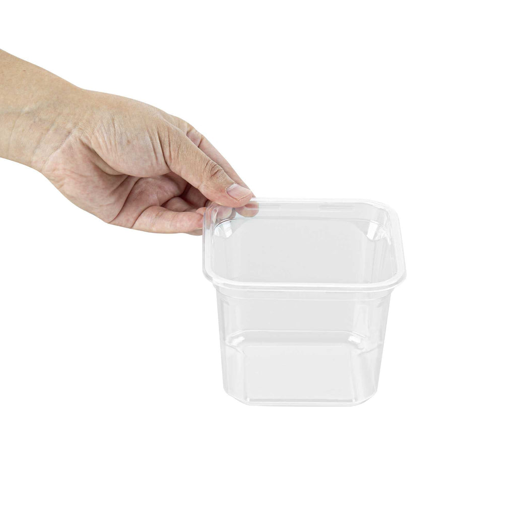Thermo Tek 20 oz Square Clear Plastic Deli / Snack Container - 4 1/2" x 4 1/2" x 3 1/2" - 50 count box
