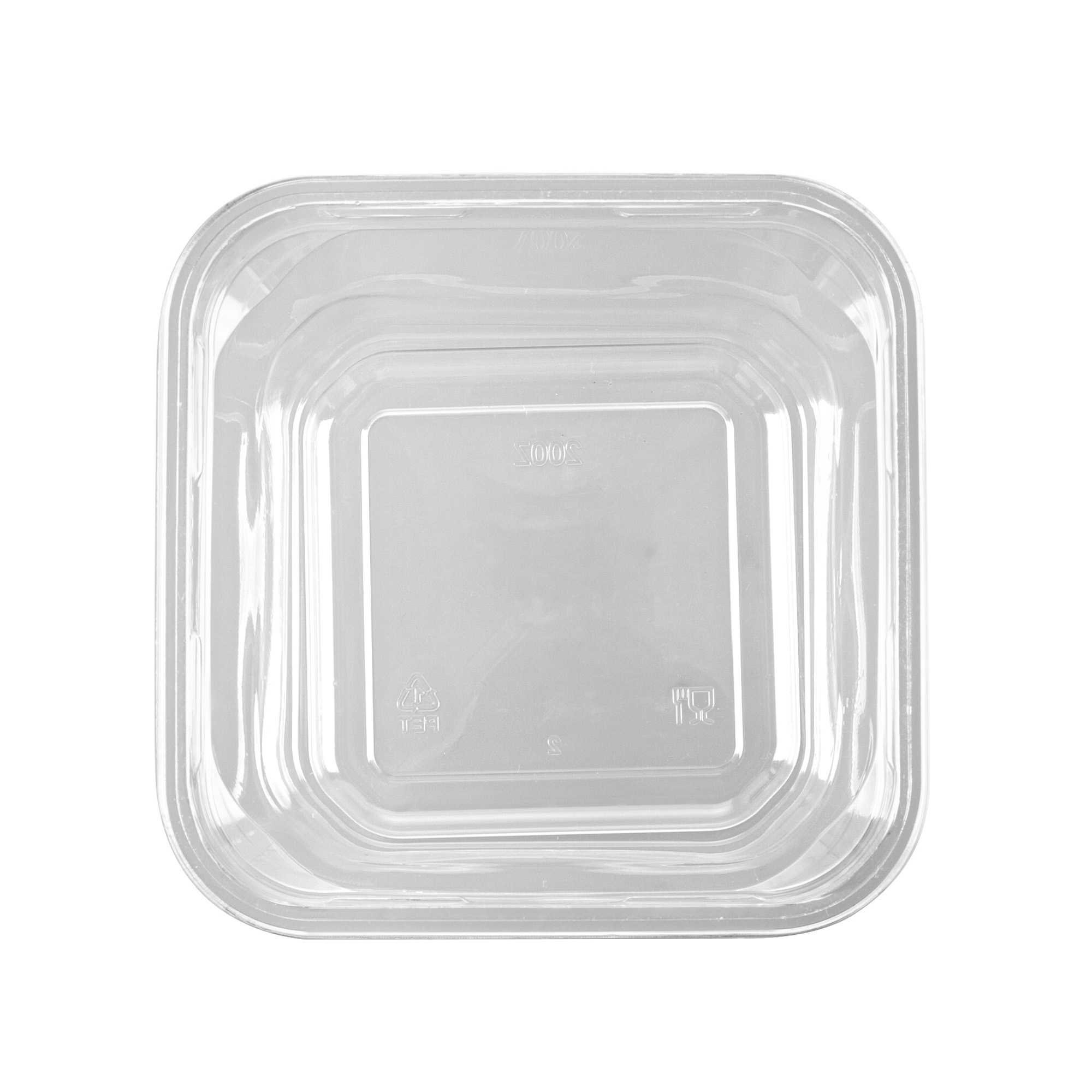 Thermo Tek 20 oz Square Clear Plastic Deli / Snack Container - 4 1/2" x 4 1/2" x 3 1/2" - 50 count box