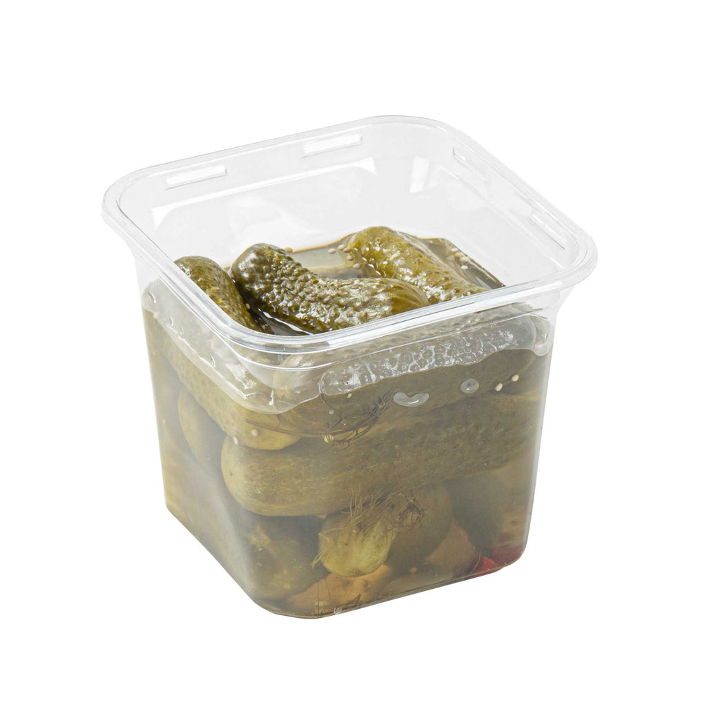 Thermo Tek 24 oz Square Clear Plastic Deli / Snack Container - 4 1/2" x 4 1/2" x 4 1/4" - 50 count box