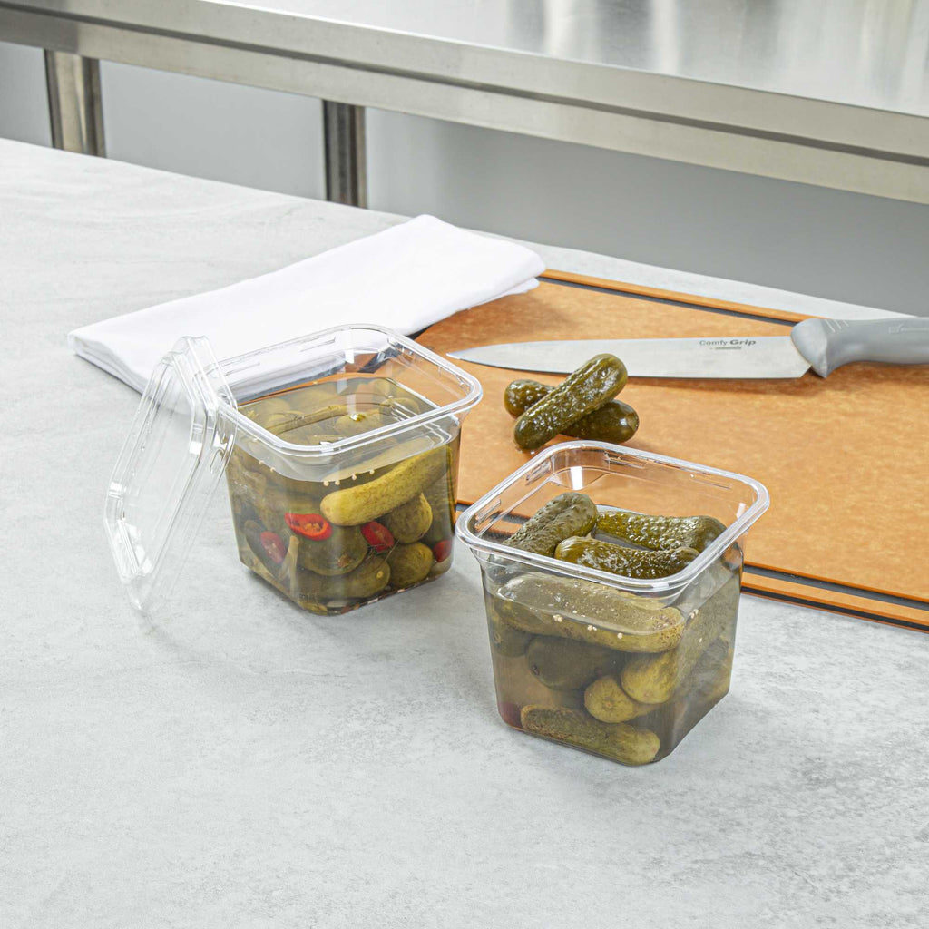 Thermo Tek 24 oz Square Clear Plastic Deli / Snack Container - 4 1/2" x 4 1/2" x 4 1/4" - 50 count box