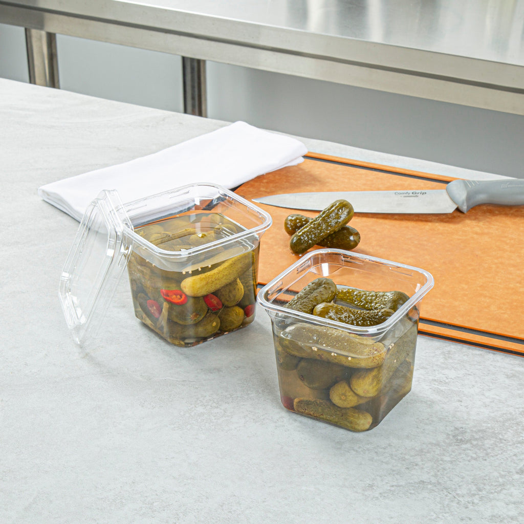 Thermo Tek 24 oz Square Clear Plastic Deli / Snack Container - 4 1/2" x 4 1/2" x 4 1/4" - 100 count box