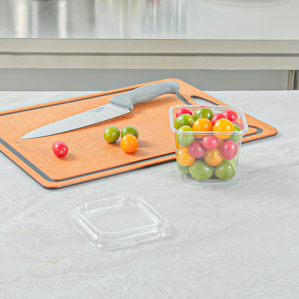 Thermo Tek Square Clear Plastic Lid - Fits 8 - 32 oz Deli / Snack Container - 100 count box