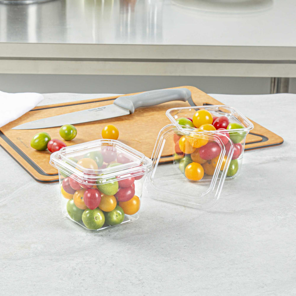 Thermo Tek Square Clear Plastic Lid - Fits 8 - 32 oz Deli / Snack Container - 50 count box