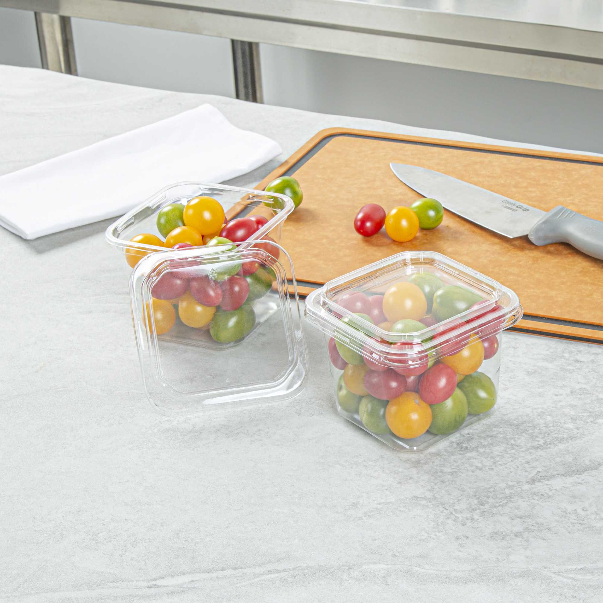Thermo Tek Square Clear Plastic Lid - Fits 8 - 32 oz Deli / Snack Container - 50 count box