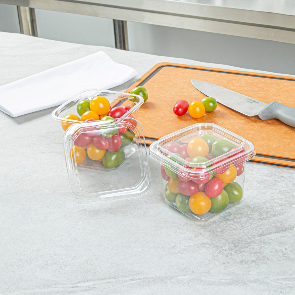 Thermo Tek Square Clear Plastic Lid - Fits 8 - 32 oz Deli / Snack Container - 100 count box