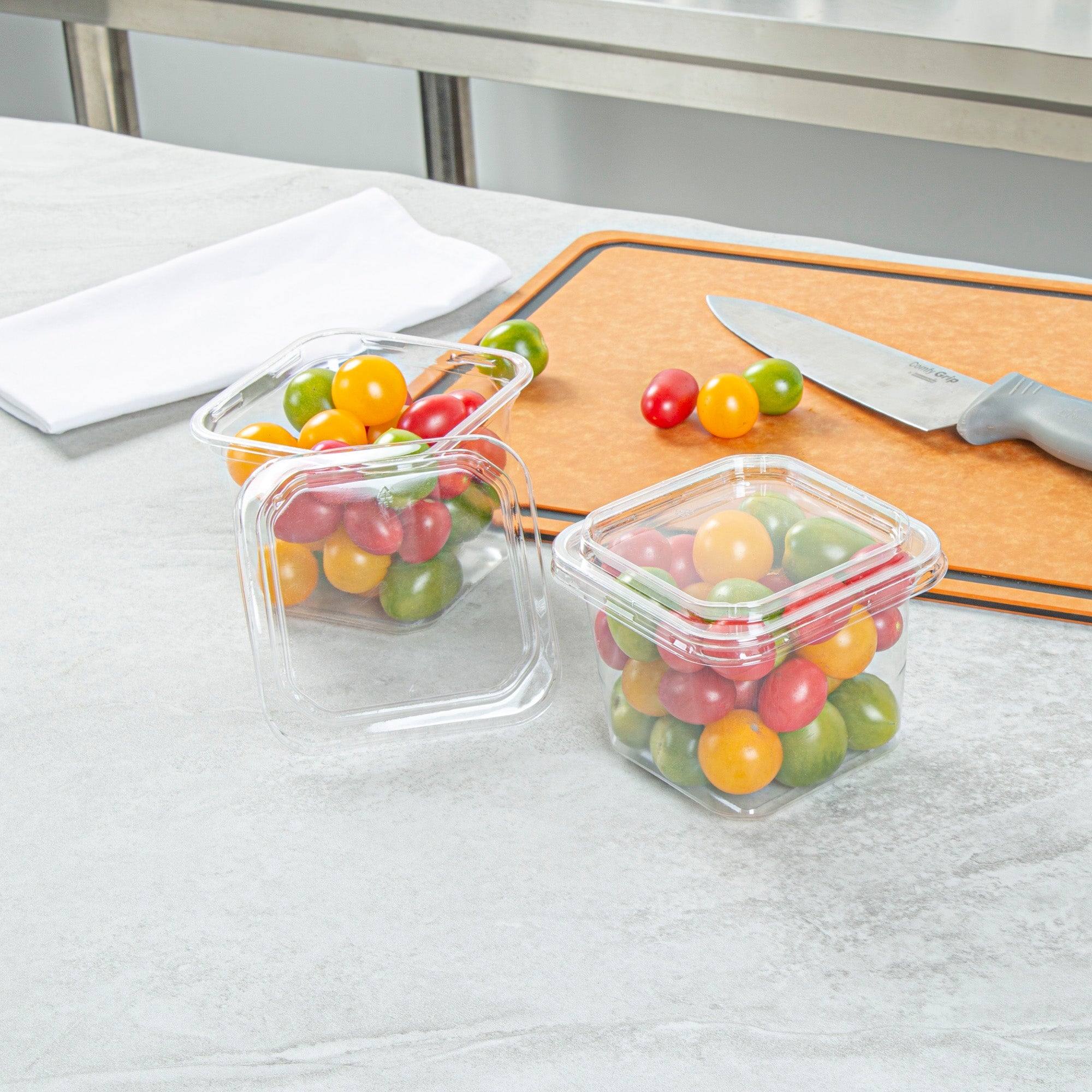 Thermo Tek Square Clear Plastic Lid - Fits 8 - 32 oz Deli / Snack Container - 100 count box