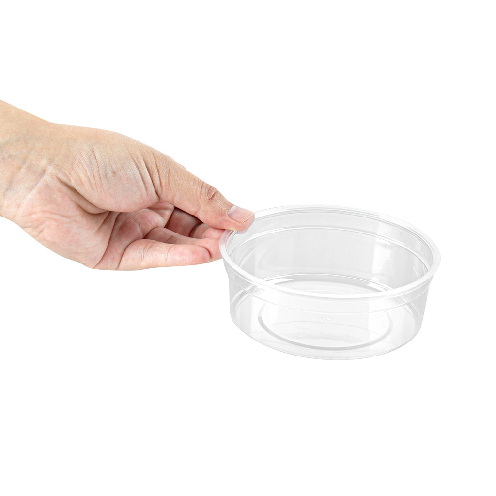 Thermo Tek 8 oz Round Clear Plastic To Go Deli Container - 4 1/2" x 4 1/2" x 1 1/2" - 25 count box