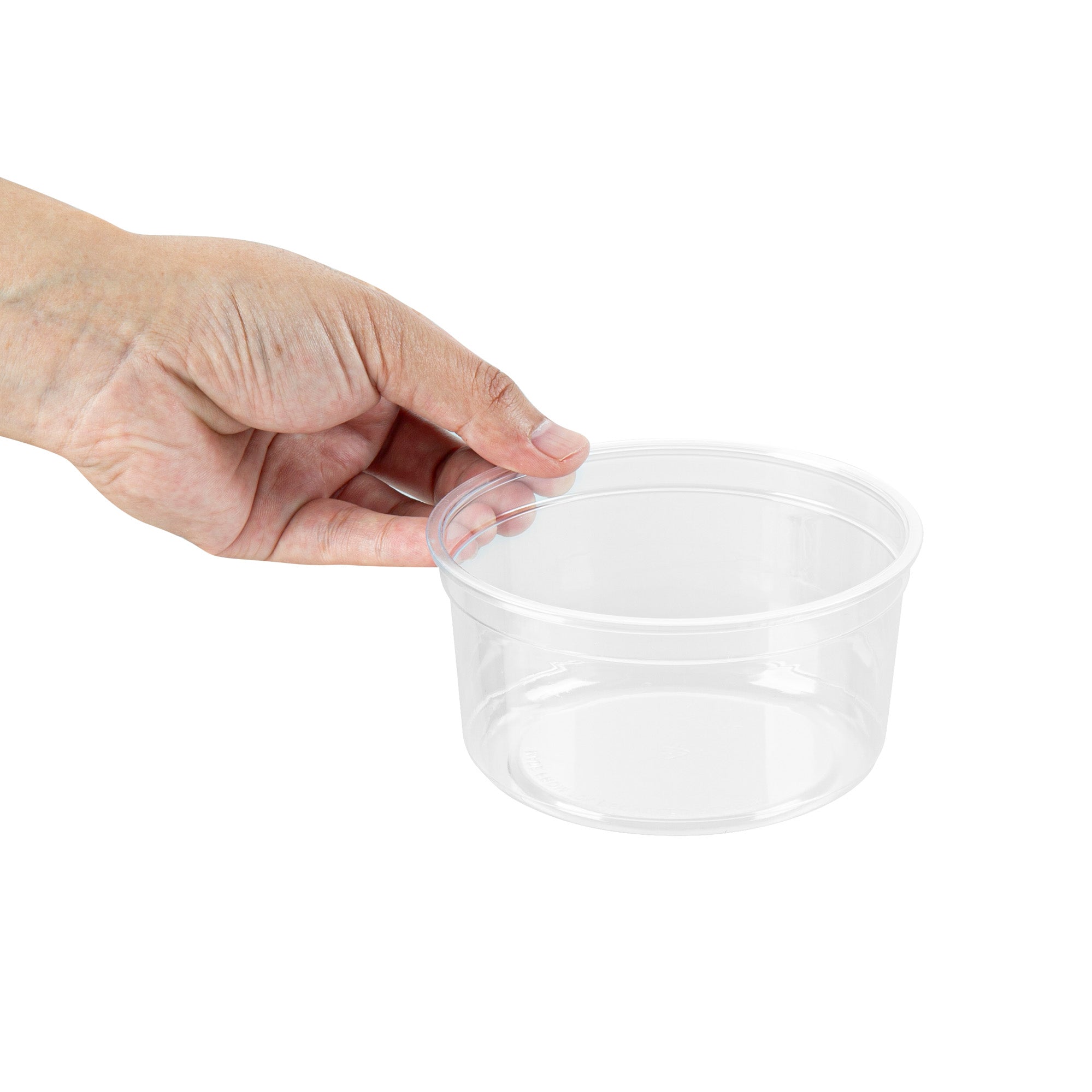 Thermo Tek 12 oz Round Clear Plastic To Go Deli Container - 4 1/2" x 4 1/2" x 2 1/4" - 25 count box