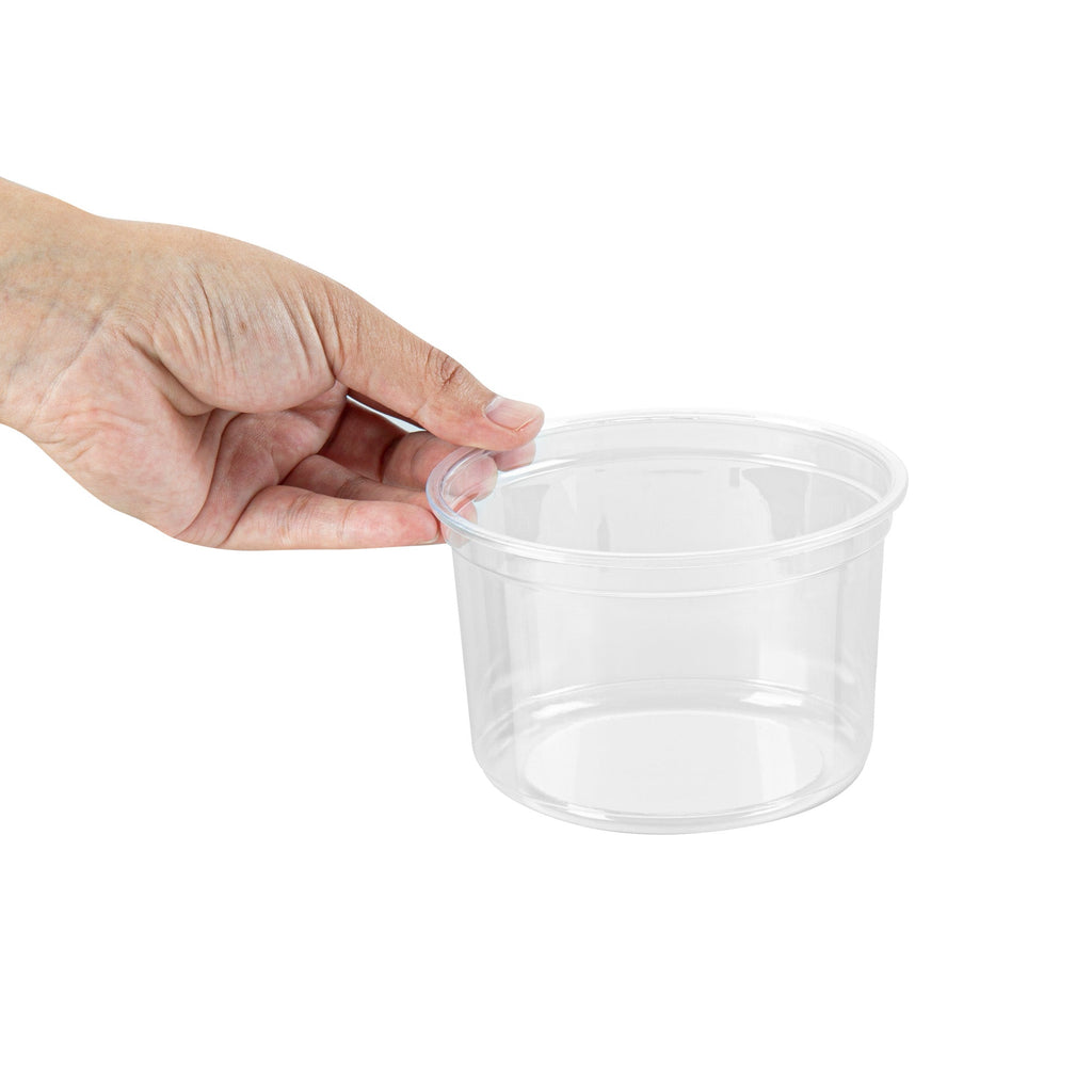 Thermo Tek 16 oz Round Clear Plastic To Go Deli Container - 4 1/2" x 4 1/2" x 3" - 25 count box