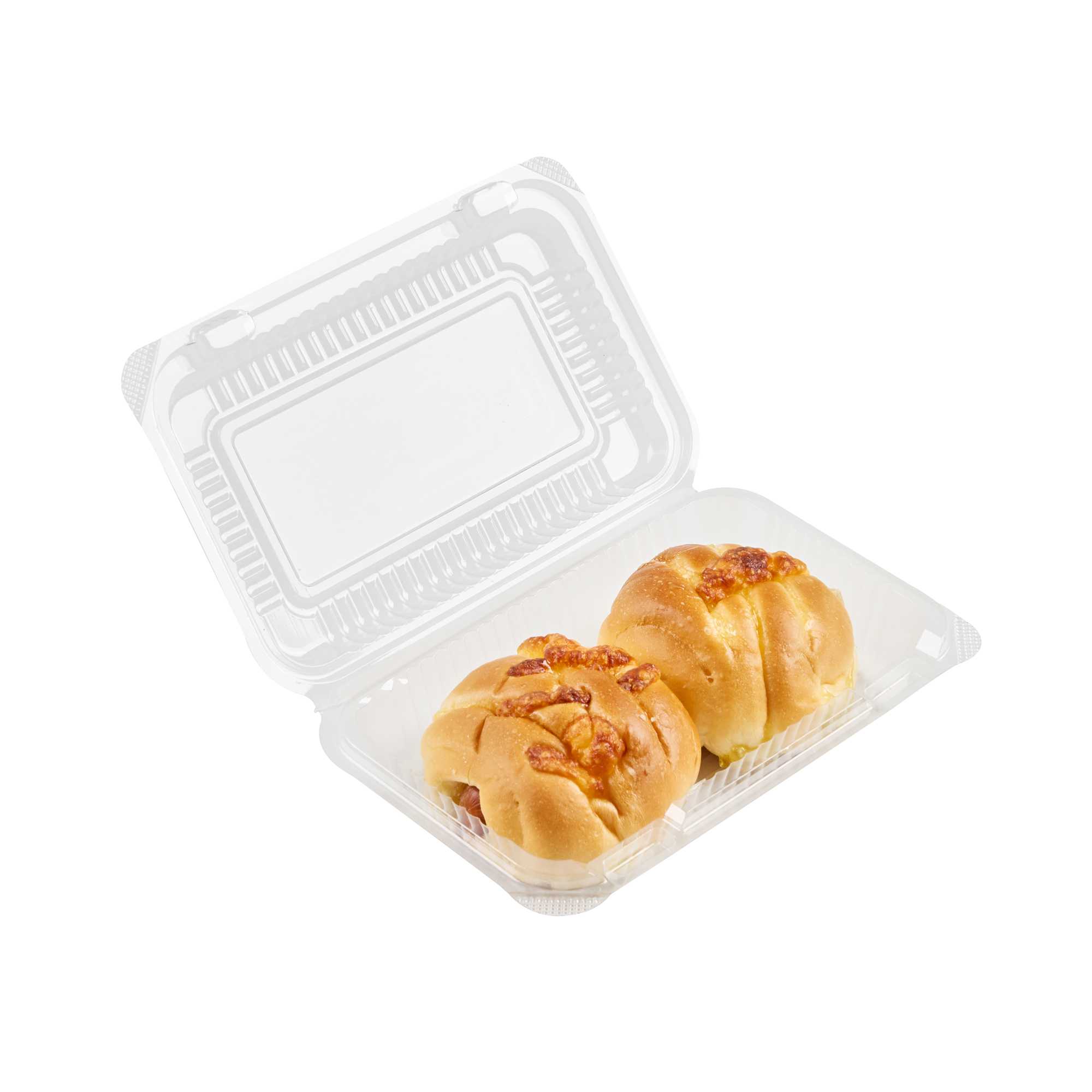 Thermo Tek Rectangle Clear Plastic Clamshell Container - 6" x 4" x 1 1/2" - 100 count box