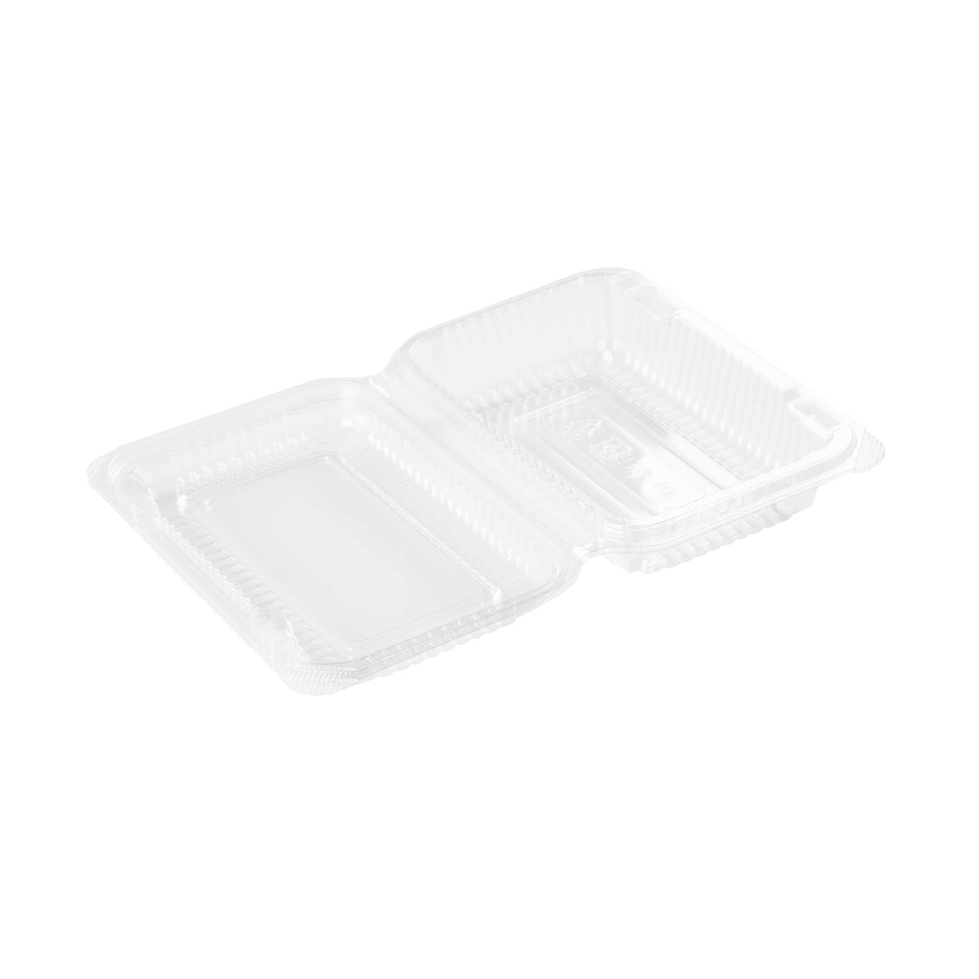 Thermo Tek Rectangle Clear Plastic Clamshell Container - 6" x 4" x 1 1/2" - 100 count box