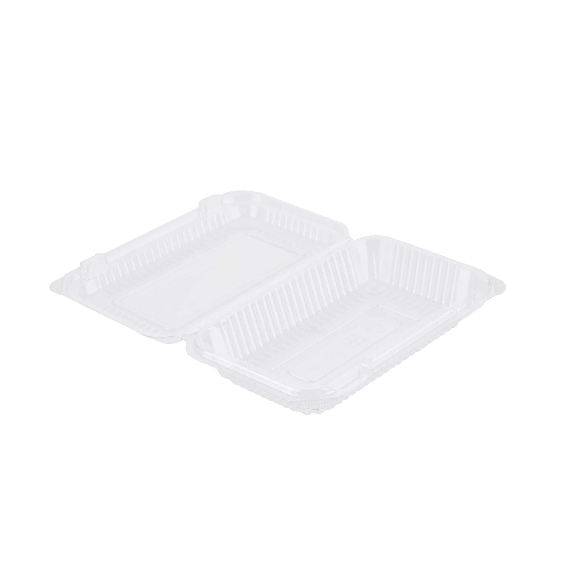 Thermo Tek Rectangle Clear Plastic Clamshell Container - 6" x 4" x 1 1/2" - 100 count box
