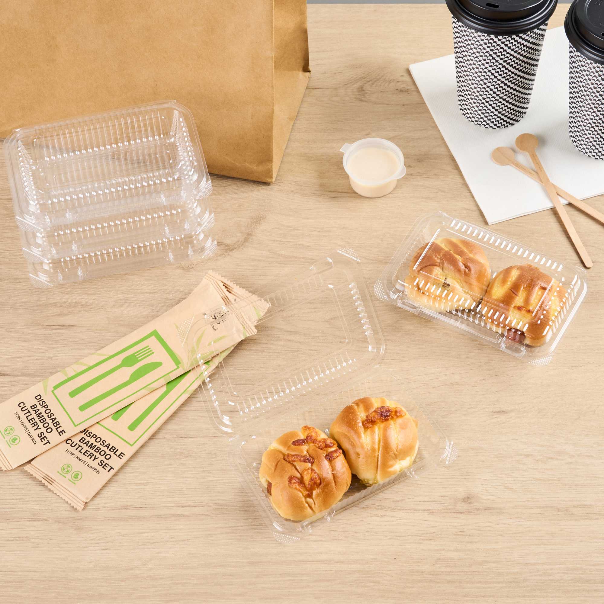 Thermo Tek Rectangle Clear Plastic Clamshell Container - 6" x 4" x 1 1/2" - 100 count box