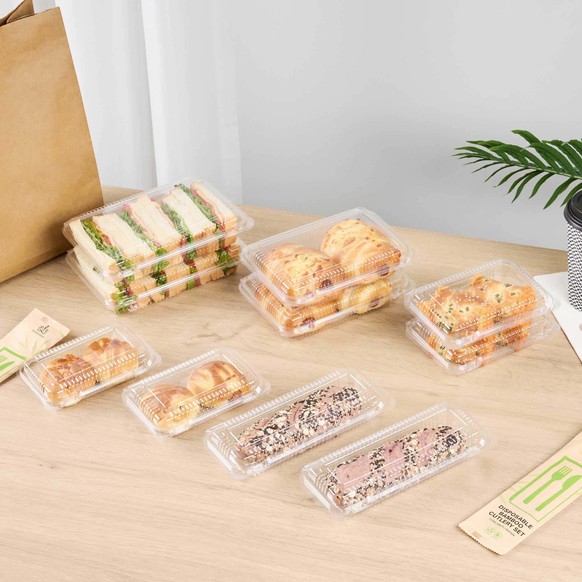 Thermo Tek Rectangle Clear Plastic Clamshell Container - 6" x 4" x 1 1/2" - 100 count box