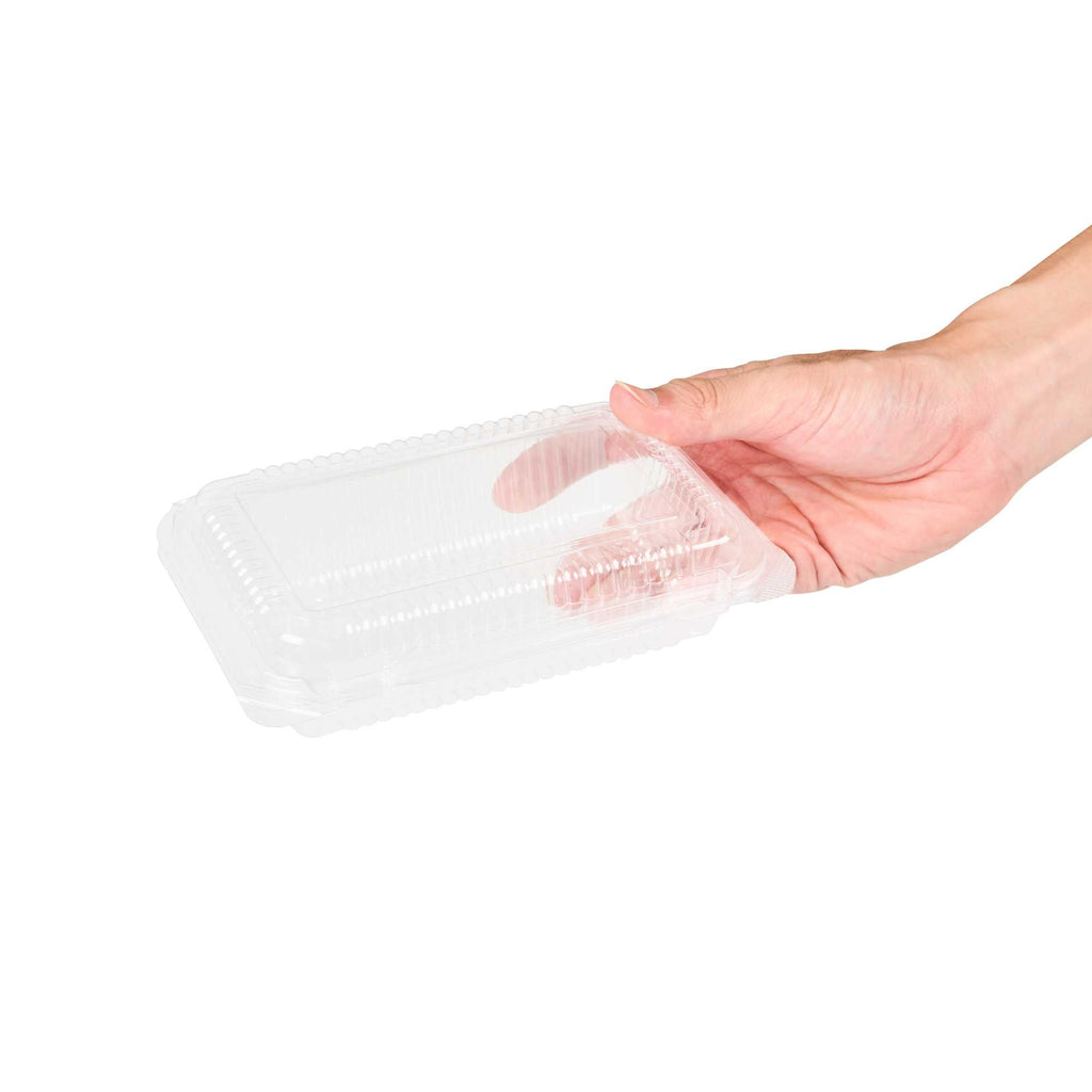 Thermo Tek Rectangle Clear Plastic Clamshell Container - 6 1/4" x 4 1/4" x 1 1/2" - 100 count box