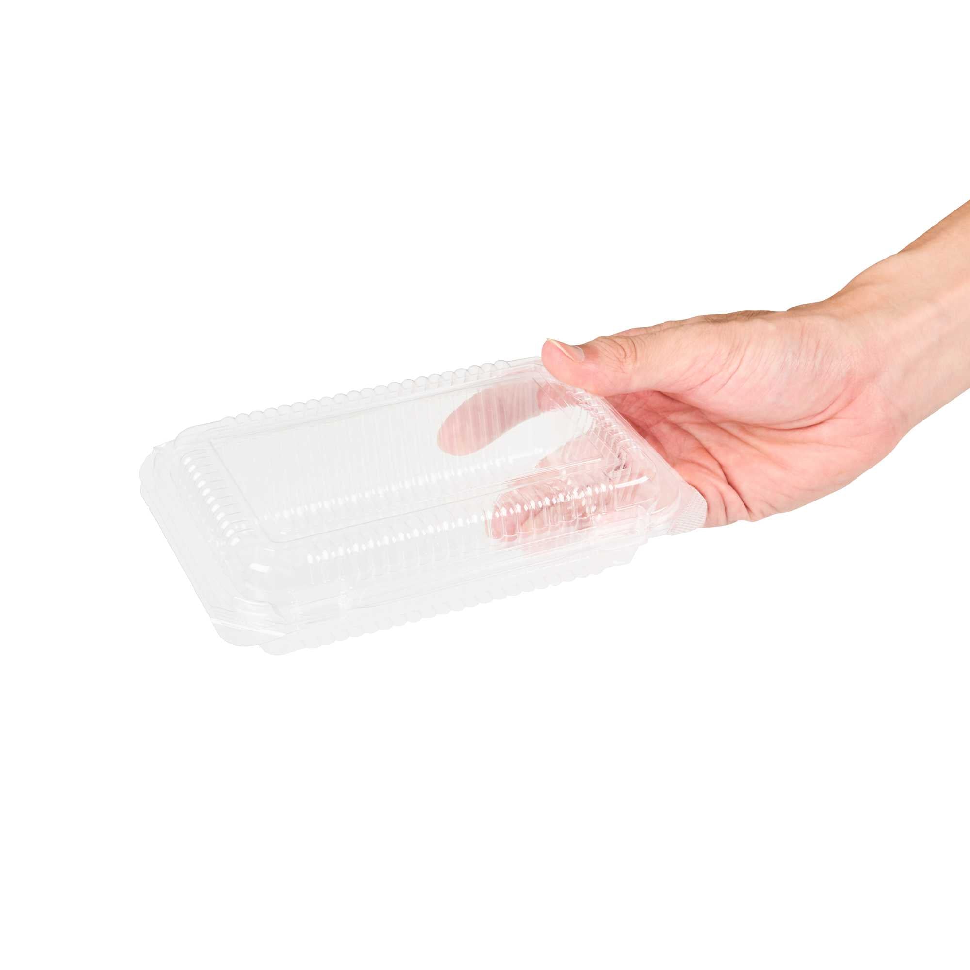 Thermo Tek Rectangle Clear Plastic Clamshell Container - 6 1/4" x 4 1/4" x 1 1/2" - 100 count box