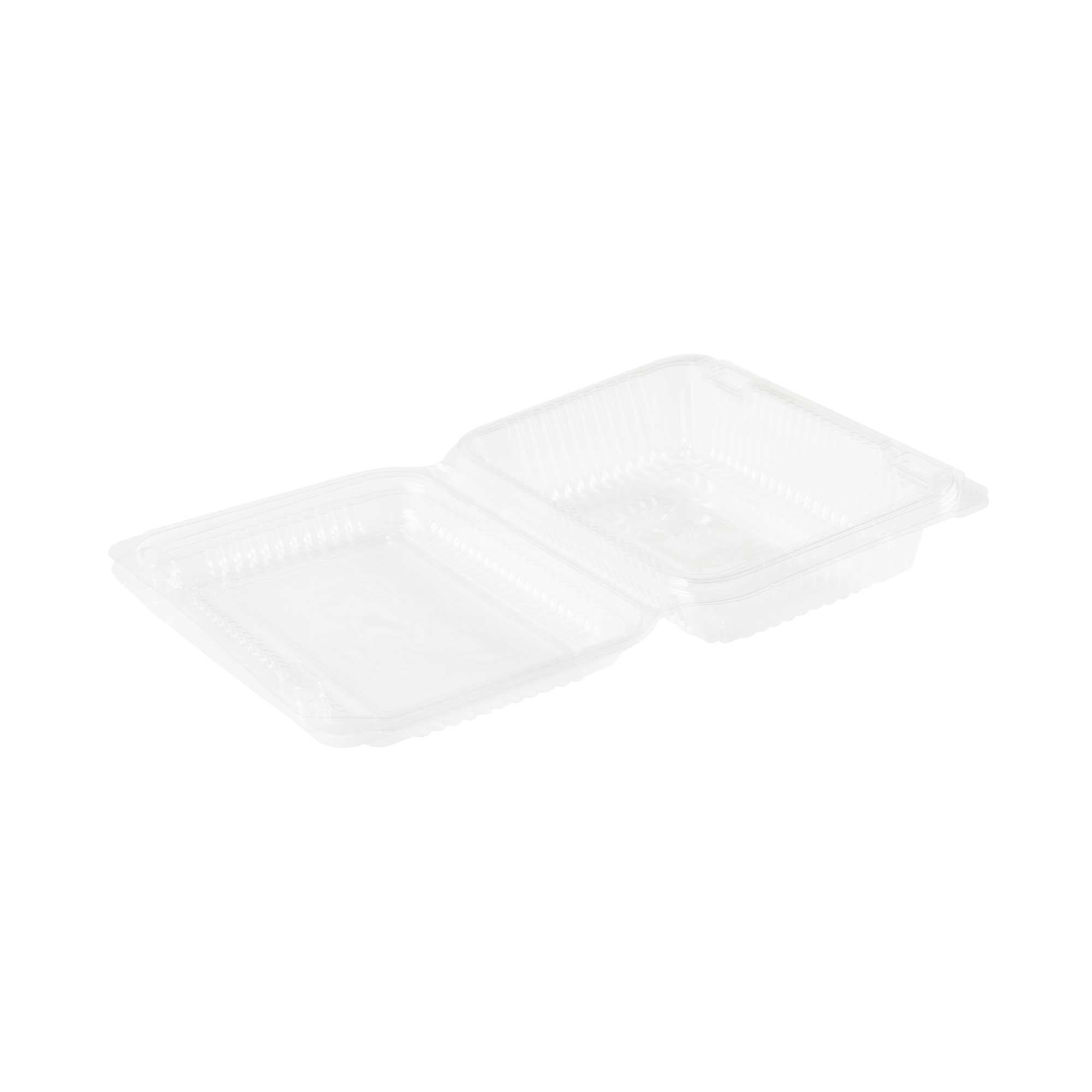 Thermo Tek Rectangle Clear Plastic Clamshell Container - 6 1/4" x 4 1/4" x 1 1/2" - 100 count box