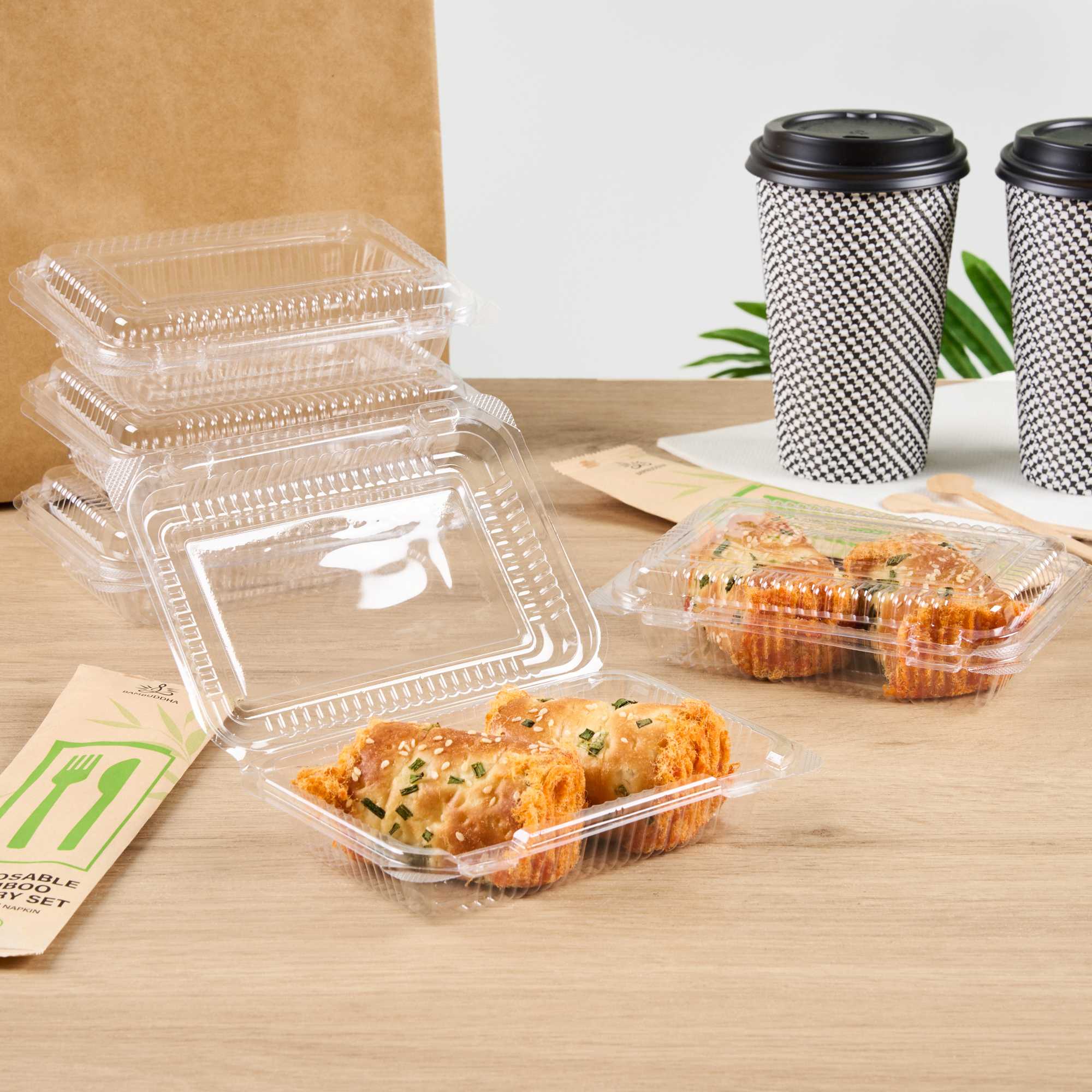 Thermo Tek Rectangle Clear Plastic Clamshell Container - 6 1/4" x 4 1/4" x 1 1/2" - 100 count box