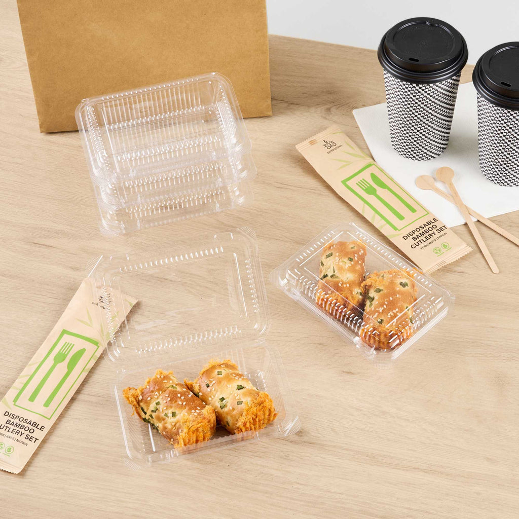 Thermo Tek Rectangle Clear Plastic Clamshell Container - 6 1/4" x 4 1/4" x 1 1/2" - 100 count box