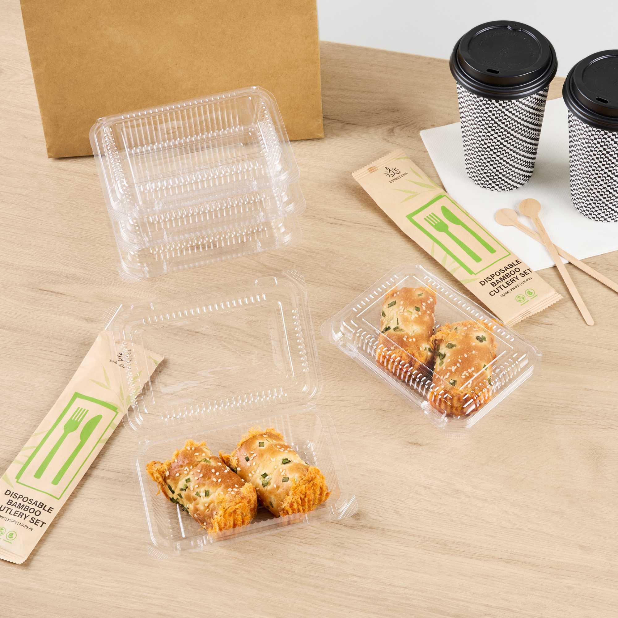 Thermo Tek Rectangle Clear Plastic Clamshell Container - 6 1/4" x 4 1/4" x 1 1/2" - 100 count box