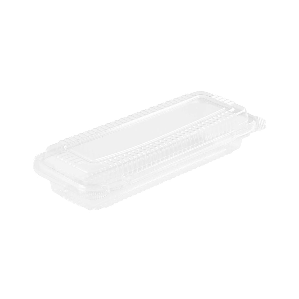 Thermo Tek Rectangle Clear Plastic Clamshell Container - 8 1/2" x 3 1/2" x 1 1/2" - 100 count box