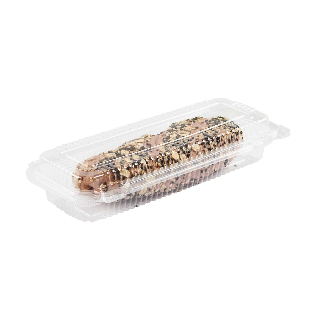 Thermo Tek Rectangle Clear Plastic Clamshell Container - 8 1/2" x 3 1/2" x 1 1/2" - 100 count box