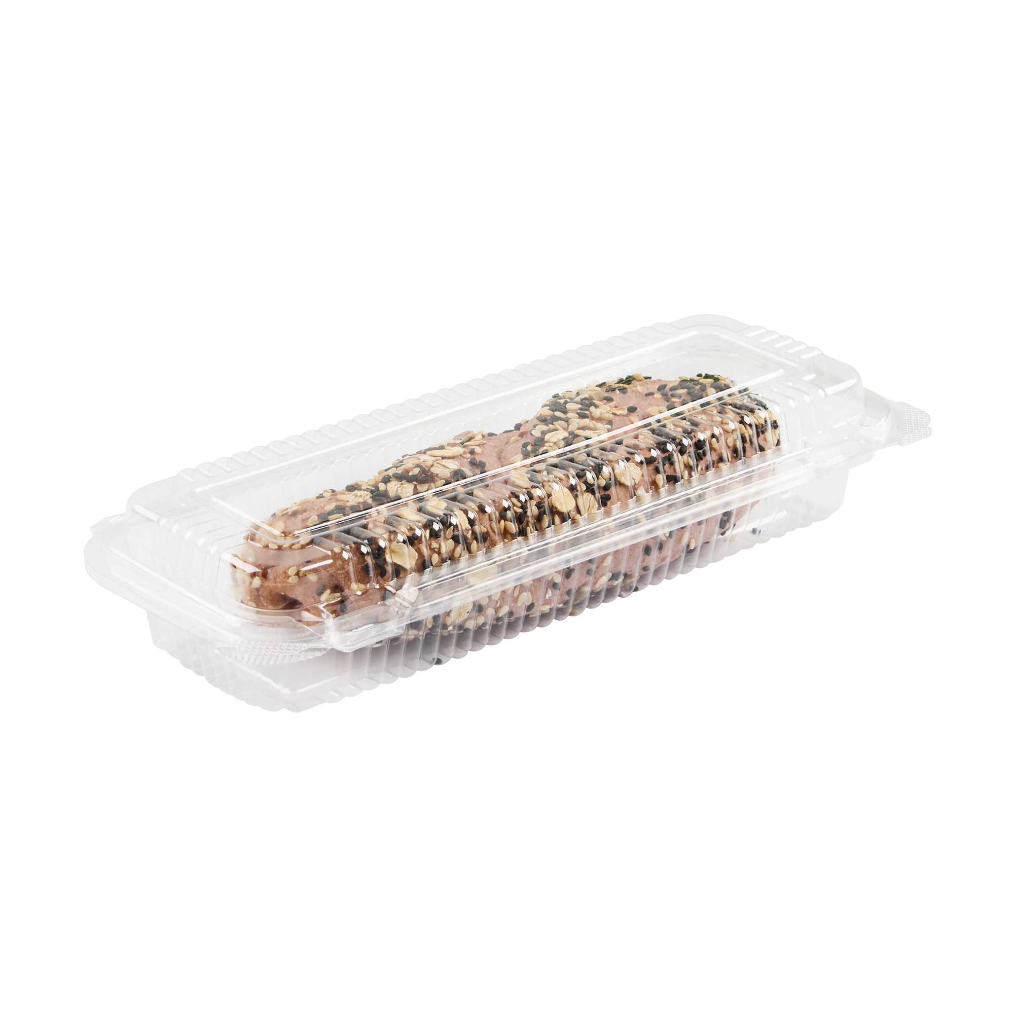 Thermo Tek Rectangle Clear Plastic Clamshell Container - 8 1/2" x 3 1/2" x 1 1/2" - 100 count box