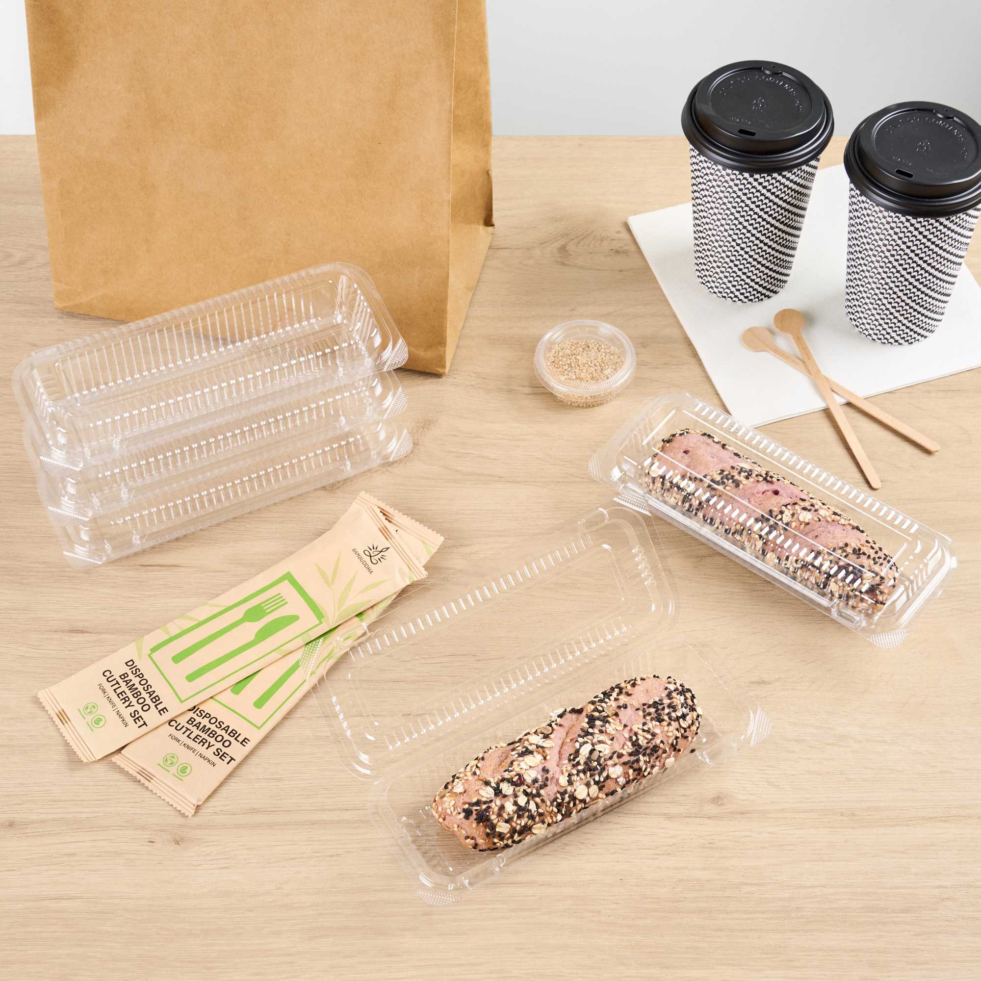 Thermo Tek Rectangle Clear Plastic Clamshell Container - 8 1/2" x 3 1/2" x 1 1/2" - 100 count box