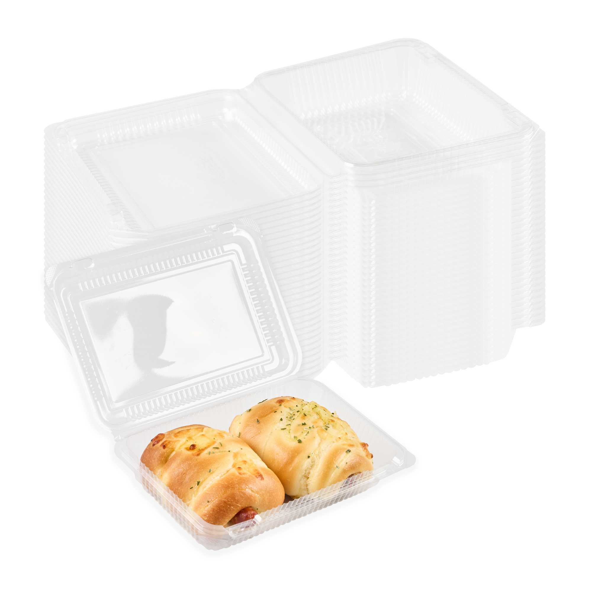 Thermo Tek Rectangle Clear Plastic Clamshell Container - 7 1/2" x 5 1/4" x 1 3/4" - 100 count box