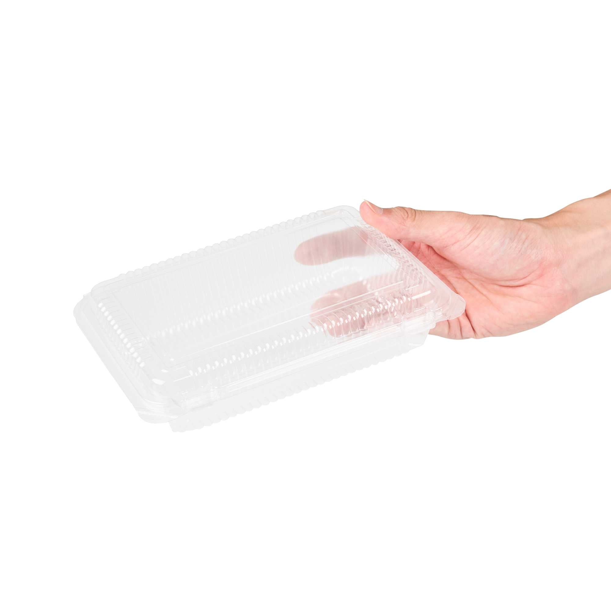 Thermo Tek Rectangle Clear Plastic Clamshell Container - 7 1/2" x 5 1/4" x 1 3/4" - 100 count box