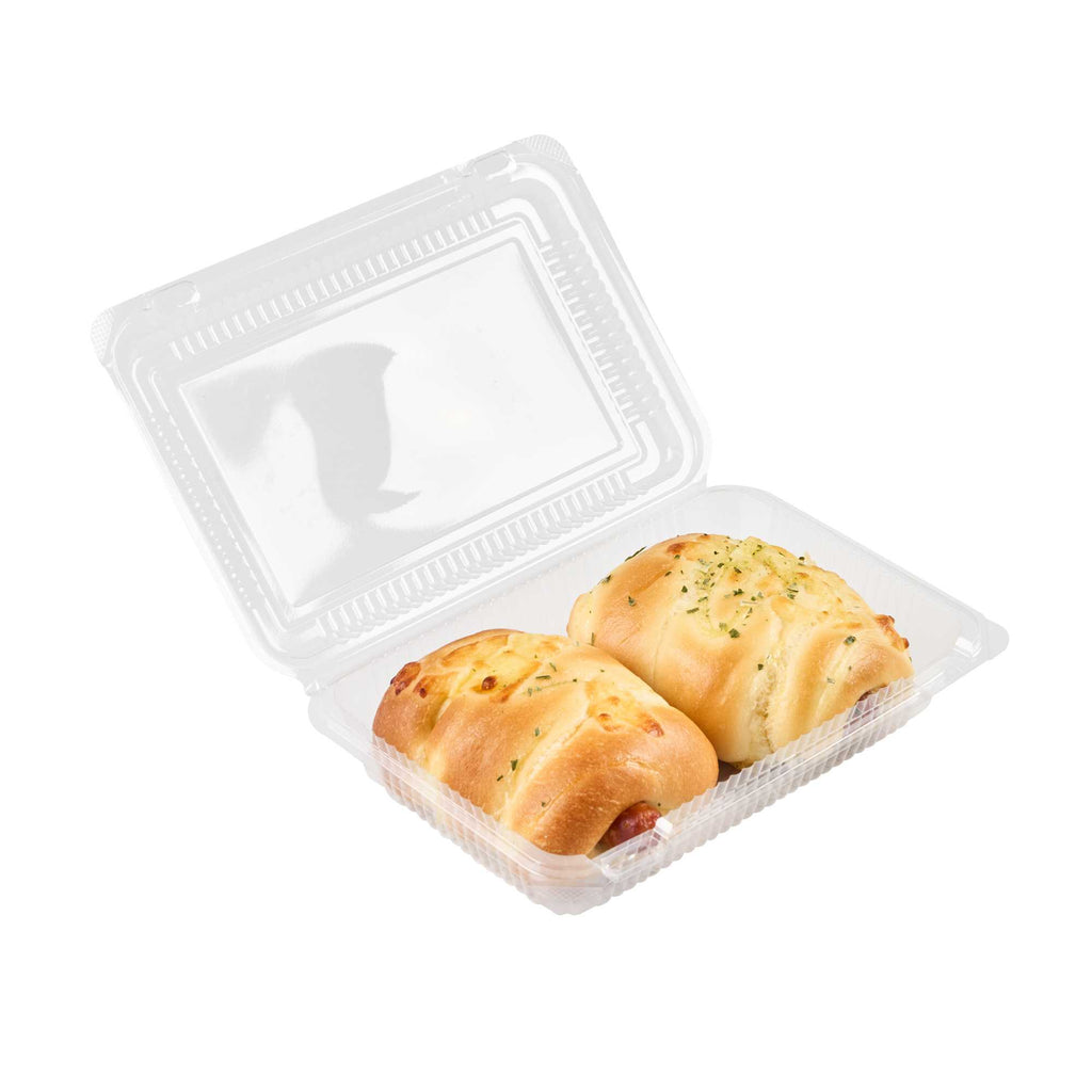 Thermo Tek Rectangle Clear Plastic Clamshell Container - 7 1/2" x 5 1/4" x 1 3/4" - 100 count box