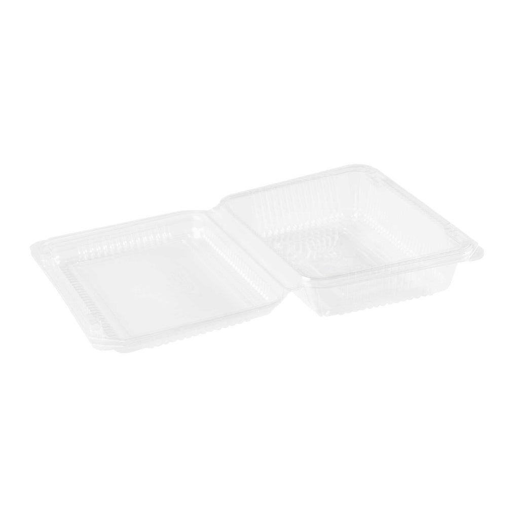 Thermo Tek Rectangle Clear Plastic Clamshell Container - 7 1/2" x 5 1/4" x 1 3/4" - 100 count box