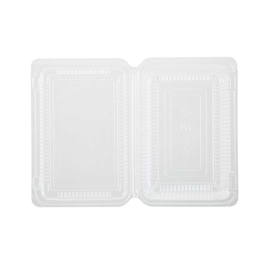 Thermo Tek Rectangle Clear Plastic Clamshell Container - 7 1/2" x 5 1/4" x 1 3/4" - 100 count box