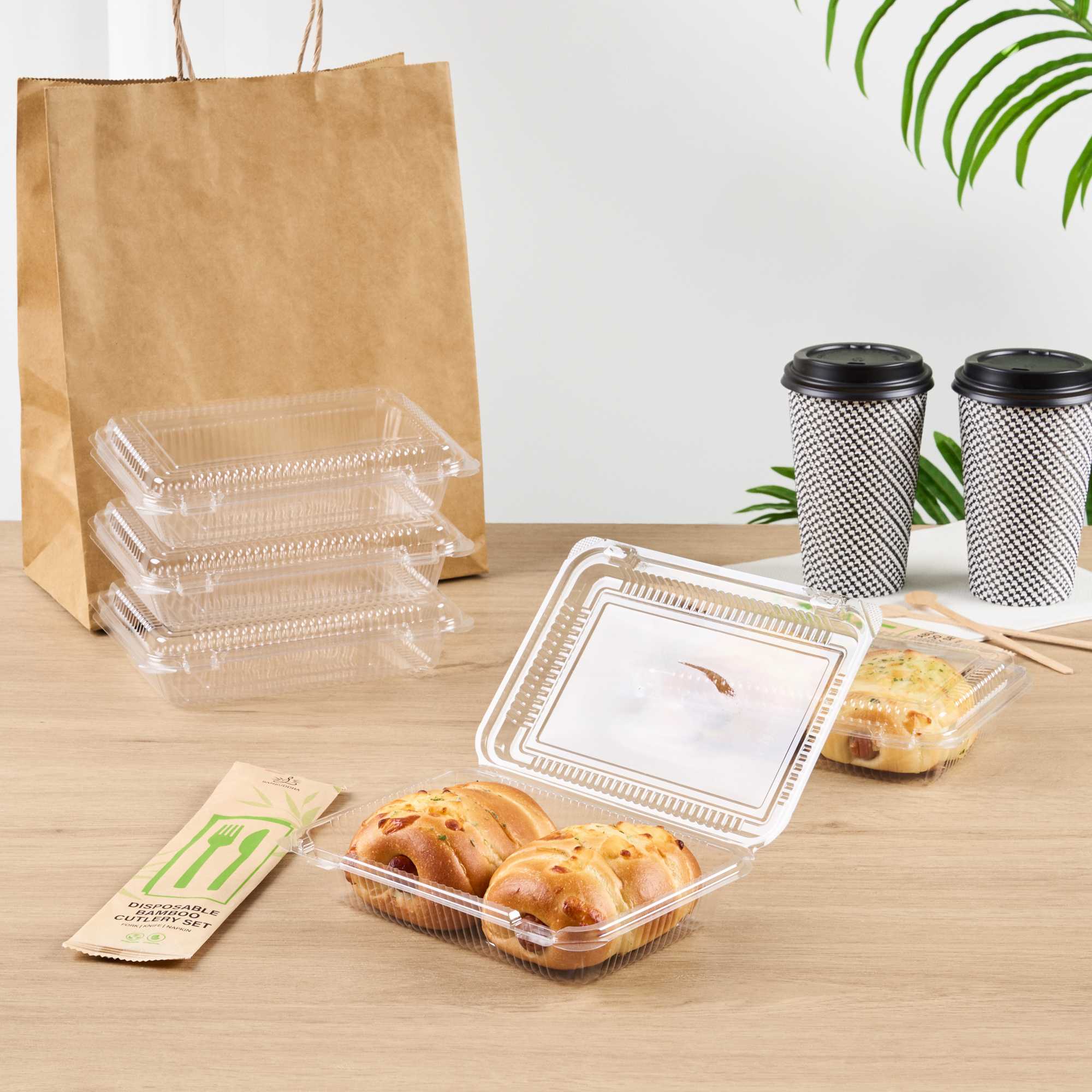 Thermo Tek Rectangle Clear Plastic Clamshell Container - 7 1/2" x 5 1/4" x 1 3/4" - 100 count box