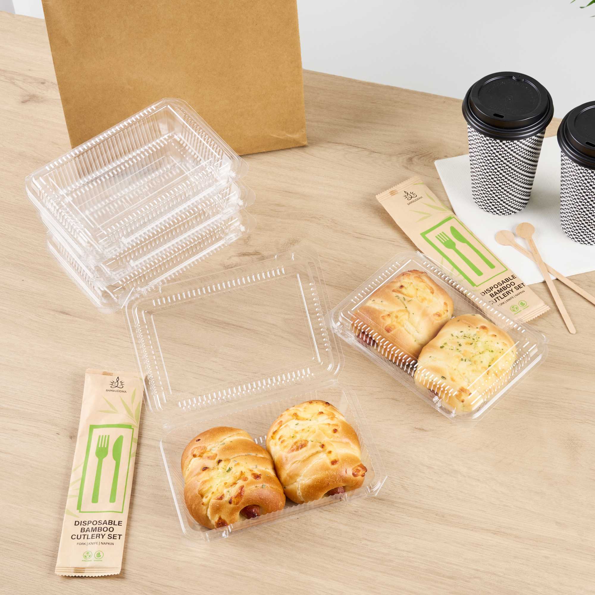 Thermo Tek Rectangle Clear Plastic Clamshell Container - 7 1/2" x 5 1/4" x 1 3/4" - 100 count box