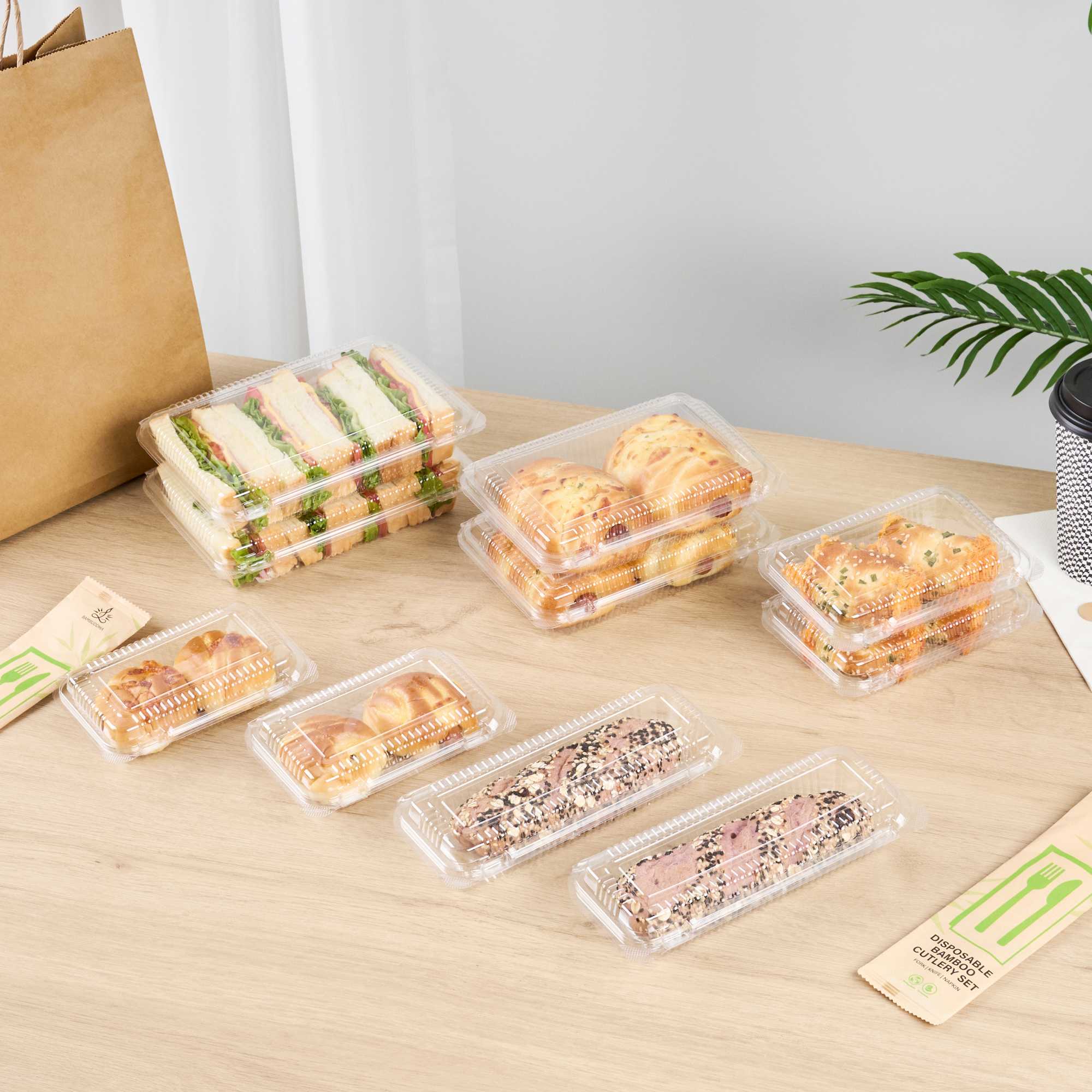 Thermo Tek Rectangle Clear Plastic Clamshell Container - 7 1/2" x 5 1/4" x 1 3/4" - 100 count box