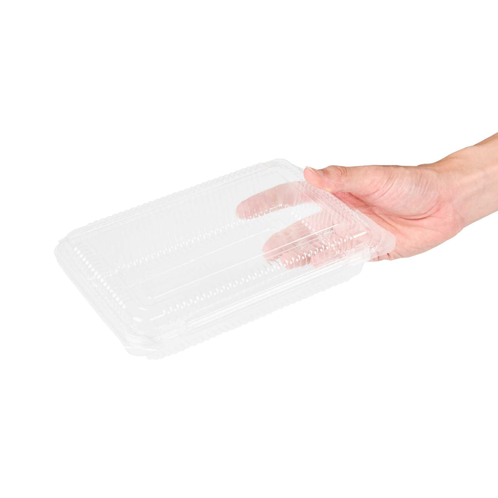 Thermo Tek Rectangle Clear Plastic Clamshell Container - 8 1/4" x 5 3/4" x 1 3/4" - 100 count box