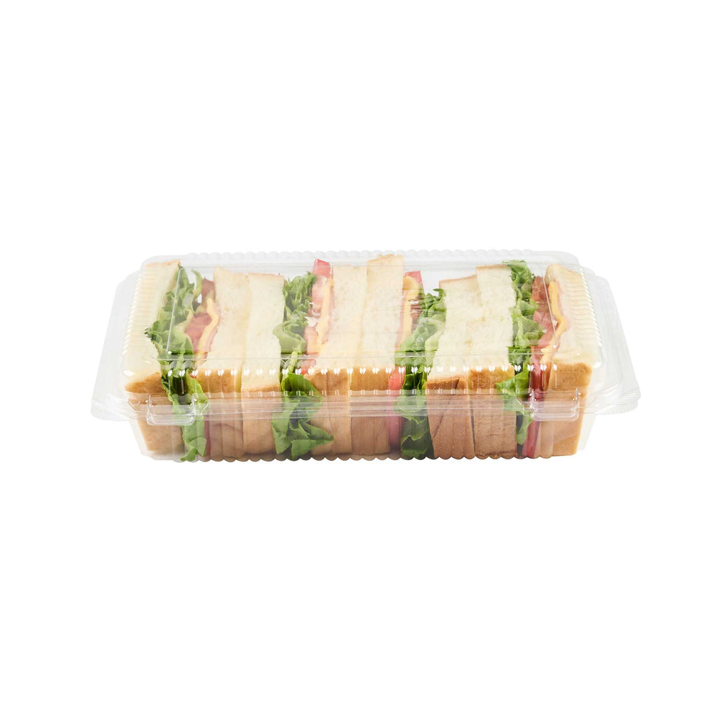 Thermo Tek Rectangle Clear Plastic Clamshell Container - 8 1/4" x 5 3/4" x 1 3/4" - 100 count box