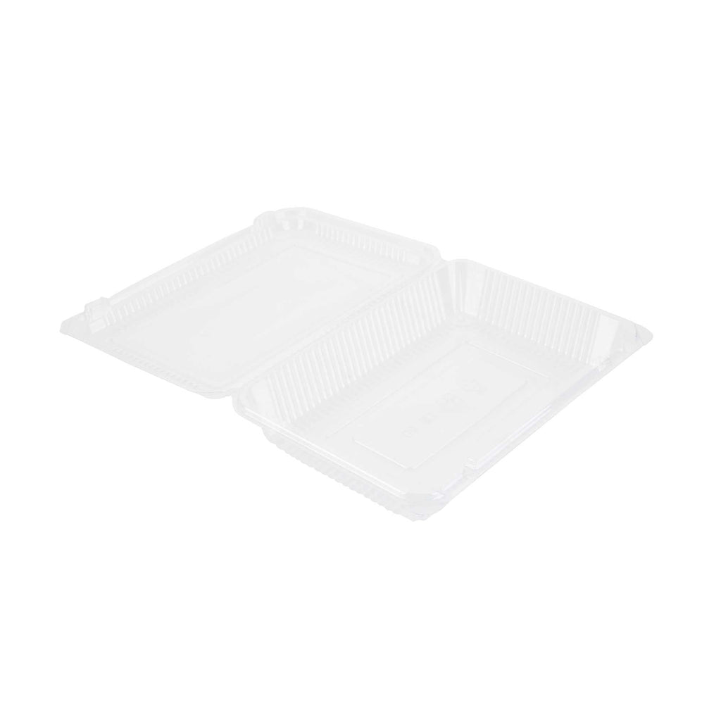 Thermo Tek Rectangle Clear Plastic Clamshell Container - 8 1/4" x 5 3/4" x 1 3/4" - 100 count box