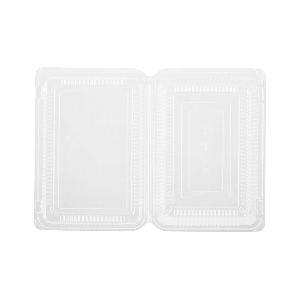 Thermo Tek Rectangle Clear Plastic Clamshell Container - 8 1/4" x 5 3/4" x 1 3/4" - 100 count box